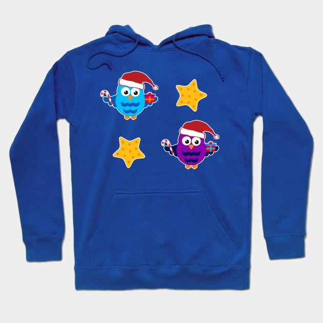 Happy Christmas Owls Hoodie by Scar